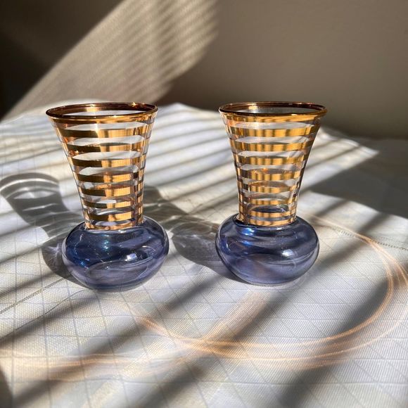 Bartlett Collins Vintage Mini Vases, 1940s Vintage Glass Mini Vases, Art Deco - Picture 9 of 10